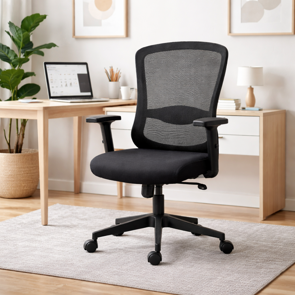 Ergonomic High Back Office Chair – Adjustable Computer Desk Chair with Lumbar Support, Breathable Mesh Back, Swivel & Rolling Wheels for Work from Home – Black Sk1051