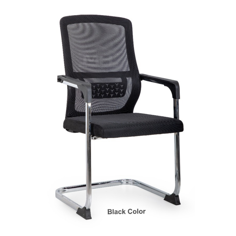 Furalux MH‑403V Mesh Visitor Chair – Modern Office Guest Chair Black & Grey