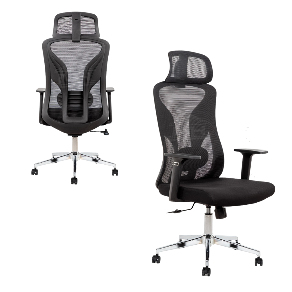 Furalux MH‑838H Ergonomic Mesh Office Chair with Headrest and Lumbar Support
