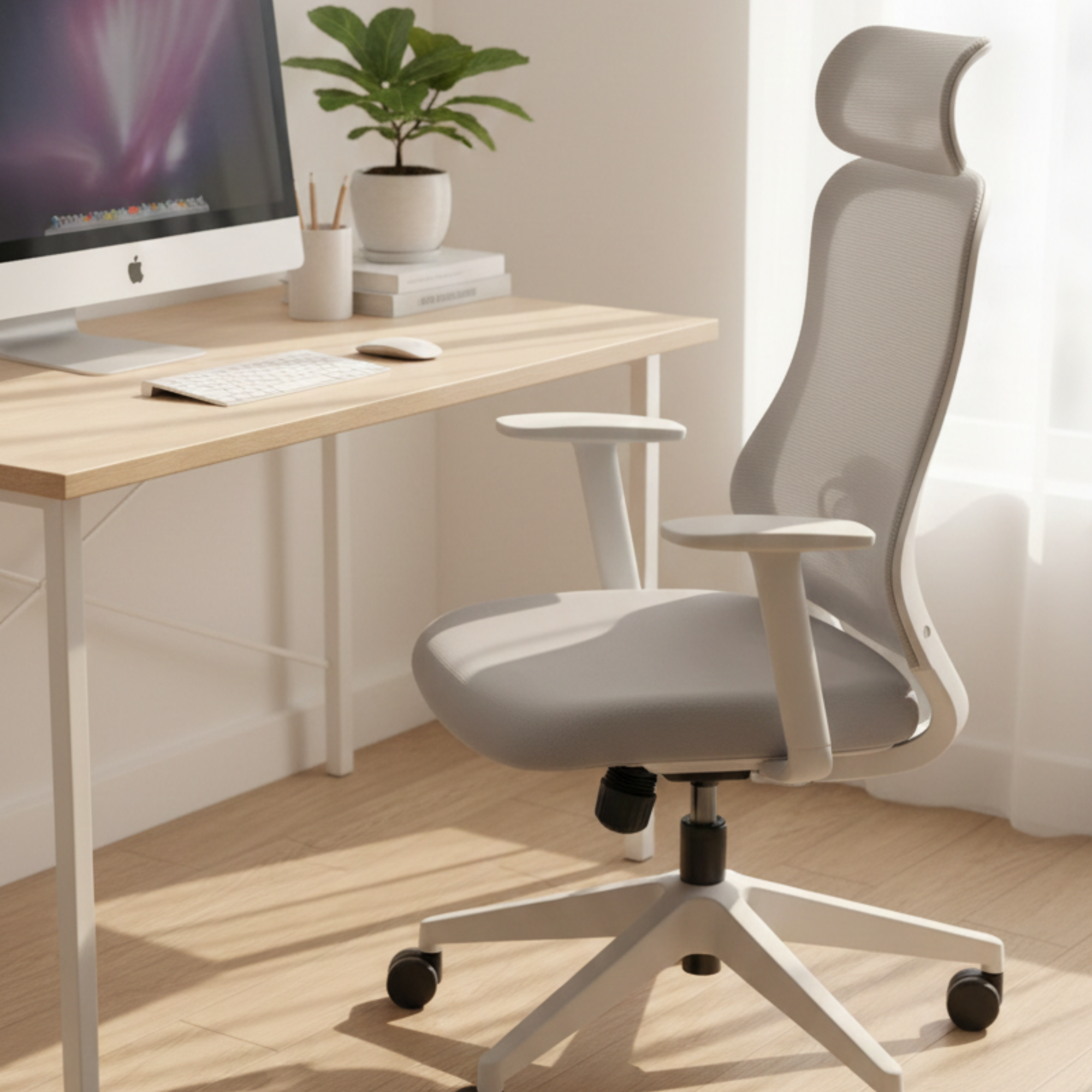 Furalux Aero Mesh Ergonomic Office Chair UAE – Breathable Mesh Back with Headrest, Lumbar Support, Adjustable Height & Rocking, Modern Design for Dubai Home Office & Long Hours