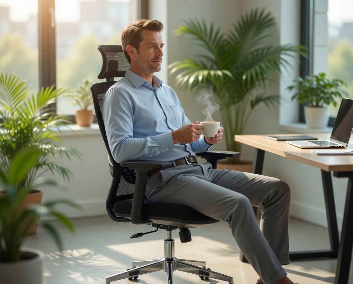Furalux FR‑2259  Black Ergonomic Mesh Office Chair with Headrest & Lumbar Support