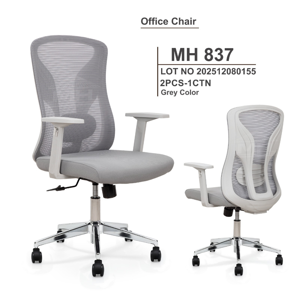 Furalux MH‑837 Ergonomic Mesh Office Chair with Lumbar Support – Black, Grey
