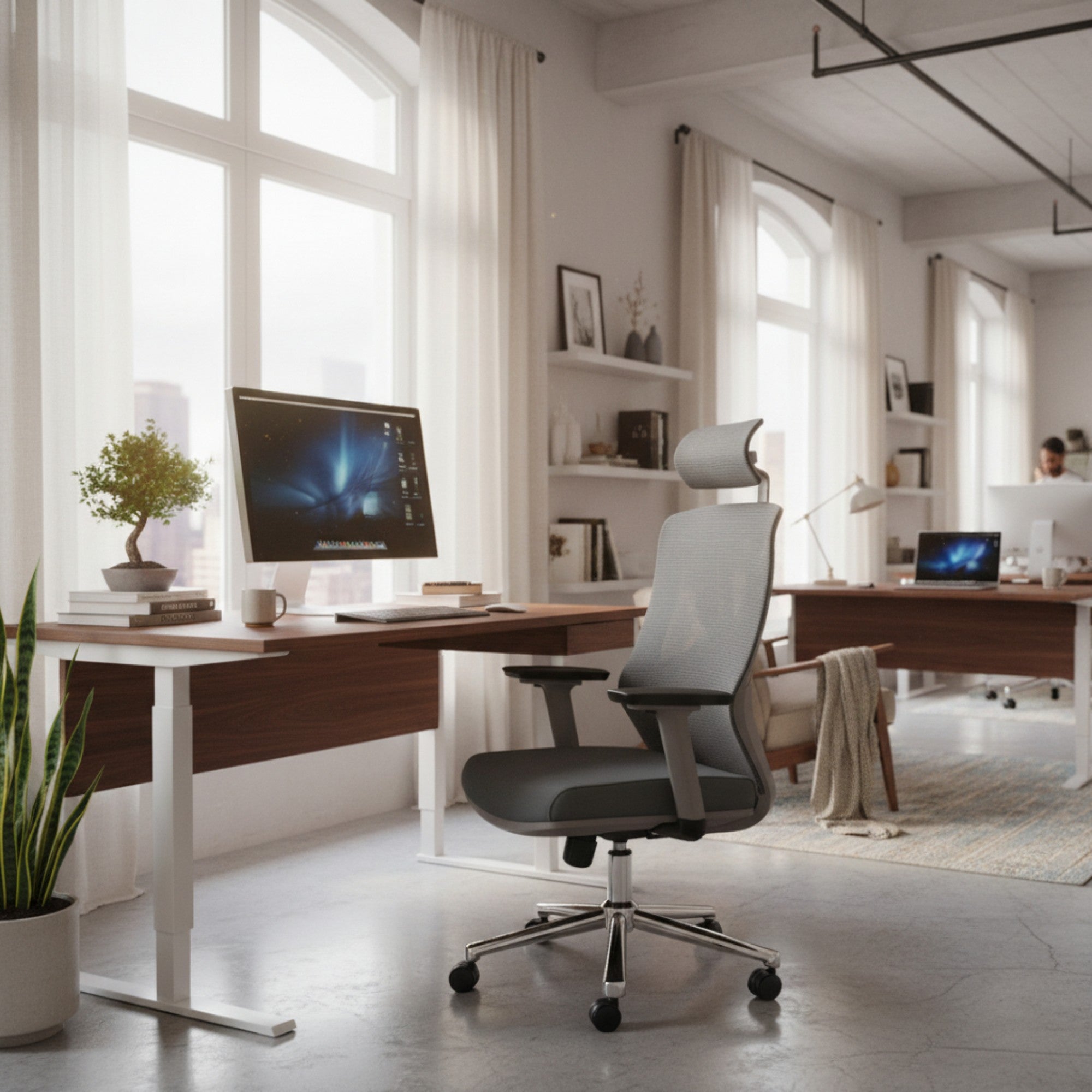Furalux MAF‑2259 Ergonomic Mesh Office Chair with Headrest & Lumbar Support