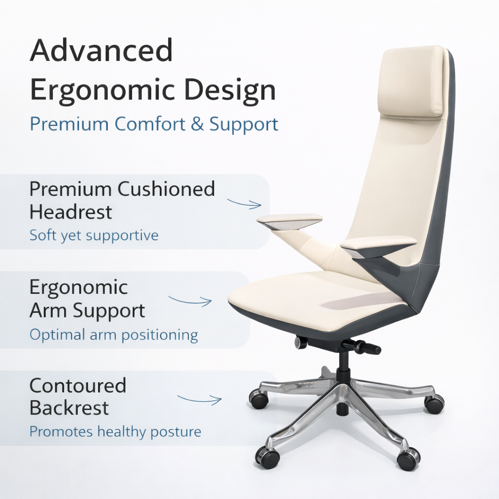 Furalux Solid Beige Executive Ergonomic Office Chair – Model OC‑93C