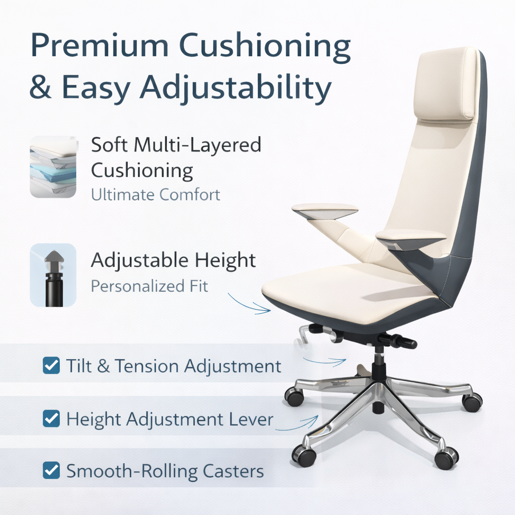 Furalux Solid Beige Executive Ergonomic Office Chair – Model OC‑93C