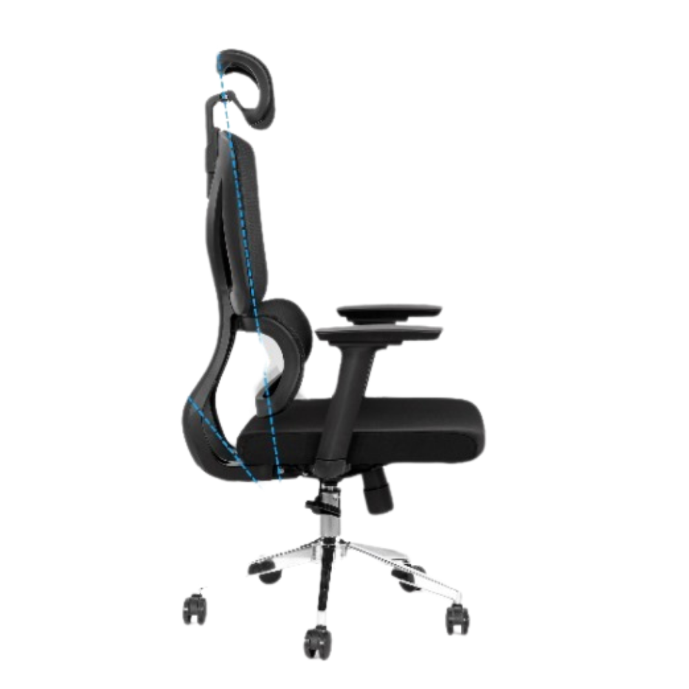 Furalux MH‑774‑BF Ergonomic Mesh Office Chair with Headrest and Lumbar Support