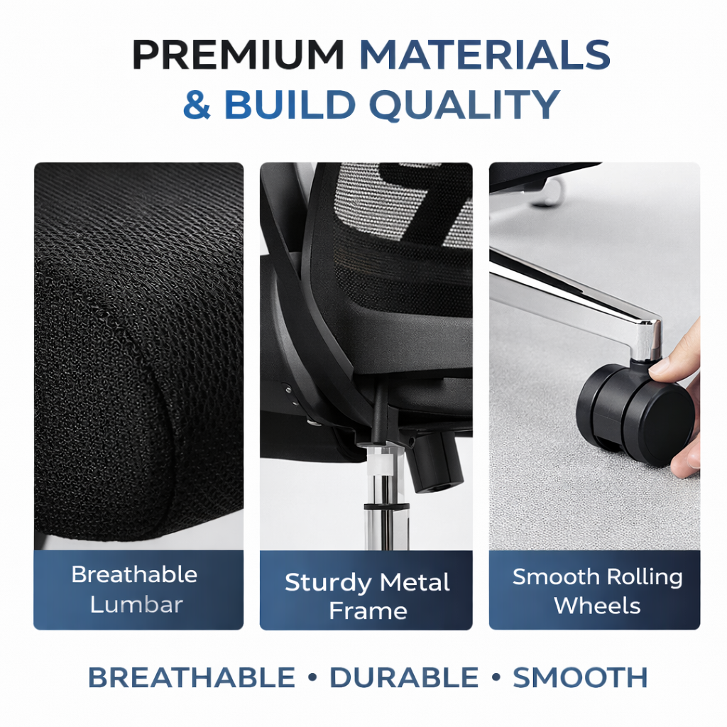 Comfortable Ergonomic Mesh Office Chair, High Back + Headrest Computer Chair with 3D Adjustable Armrests and Lumbar Support for Home and Office, Black LY-M1541C-1 OFFICE CHAIR