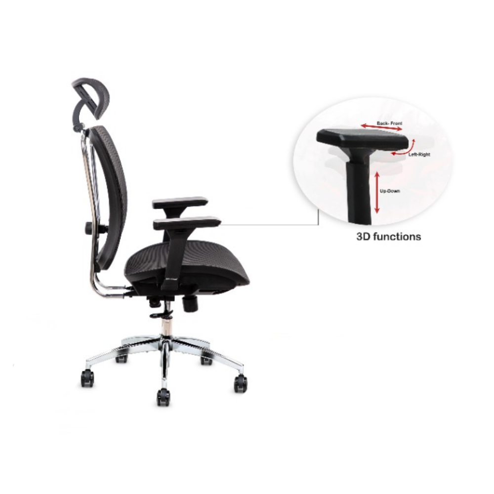 Furalux MH‑770 Ergonomic Mesh Office Chair with Headrest & 3D Armrests