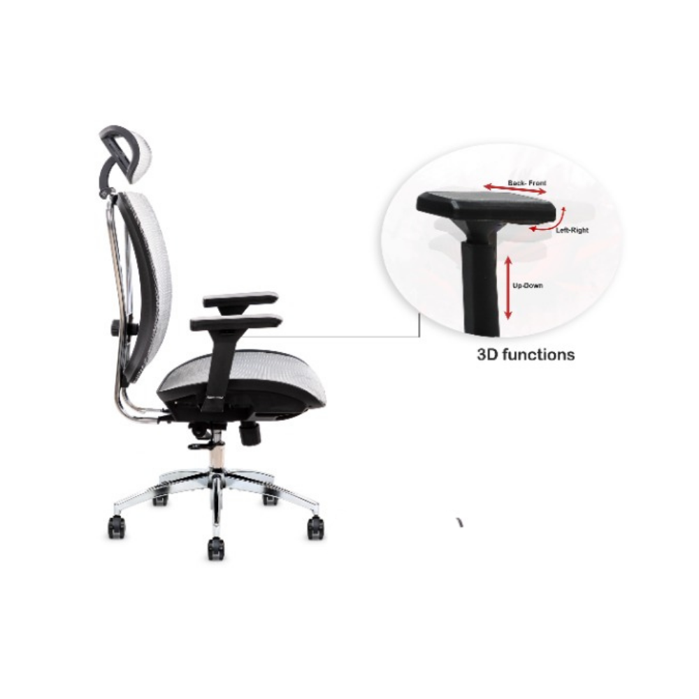 Furalux MH‑770 Ergonomic Mesh Office Chair with Headrest & 3D Armrests