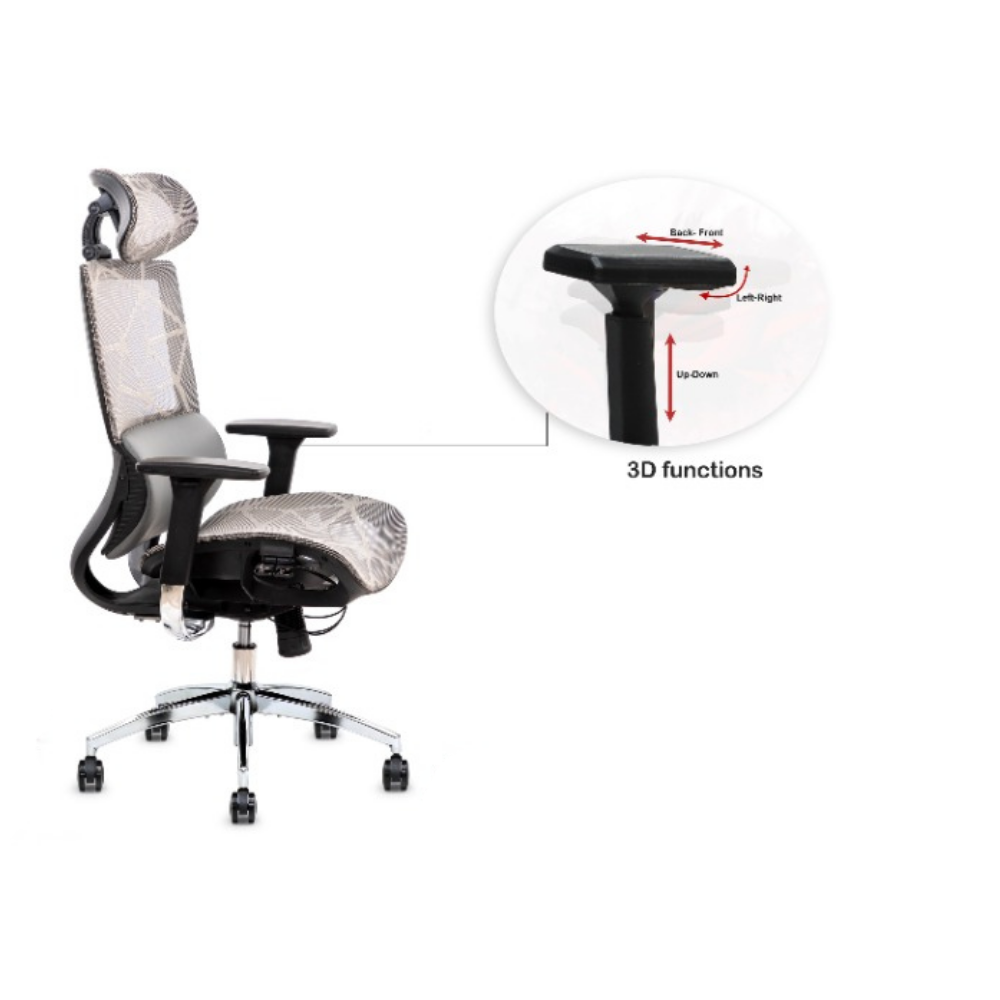 Furalux MH‑771 Ergonomic Mesh Office Chair with Headrest, 3D Armrests & Seat Slider
