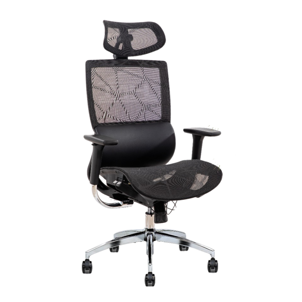 Furalux MH‑771 Ergonomic Mesh Office Chair with Headrest, 3D Armrests & Seat Slider