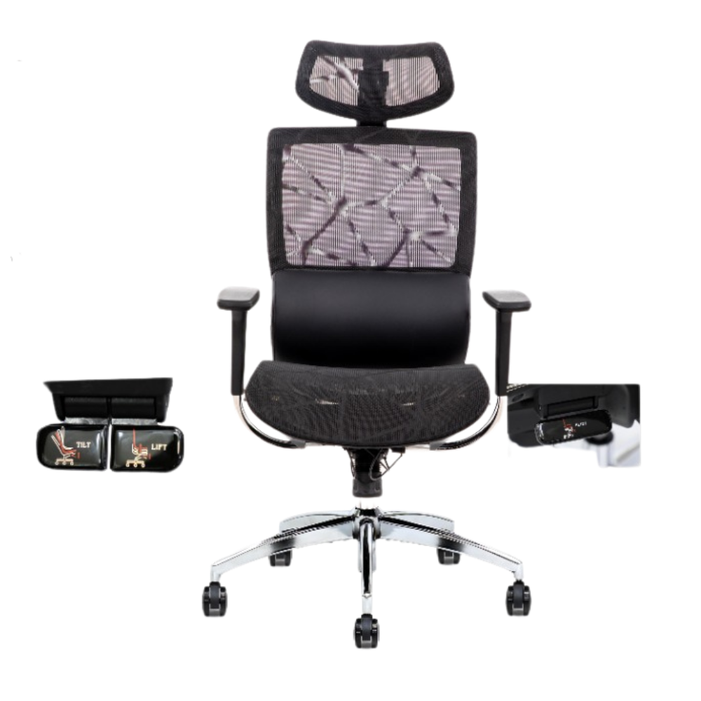 Furalux MH‑771 Ergonomic Mesh Office Chair with Headrest, 3D Armrests & Seat Slider