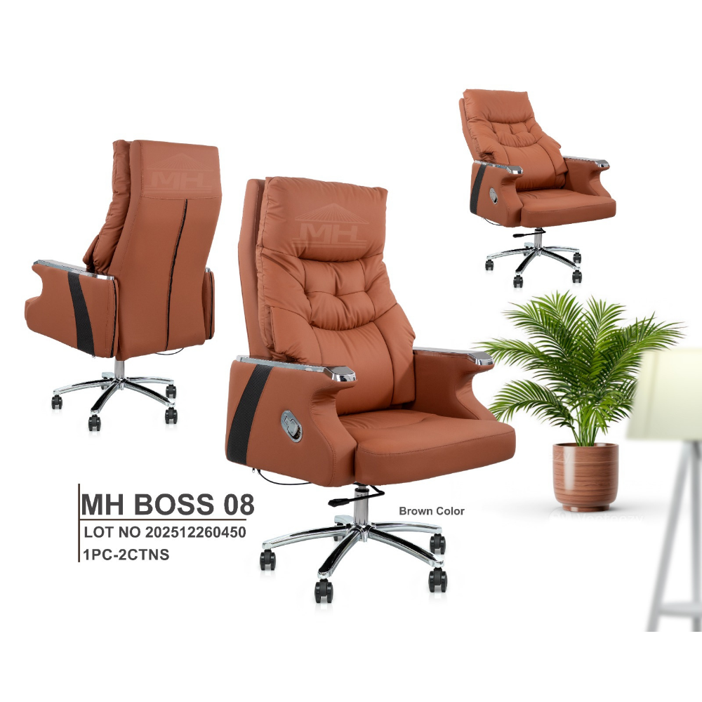 Furalux MH BOSS 08 Executive Reclining Office Chair – Brown and Grey  Eco Leather