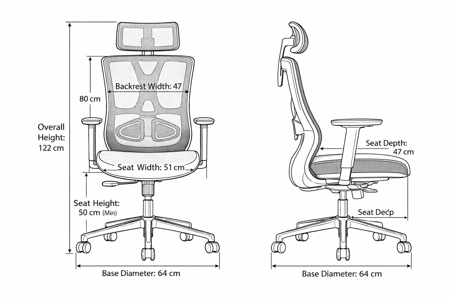 Furalux MAF‑2259 Ergonomic Mesh Office Chair with Headrest & Lumbar Support