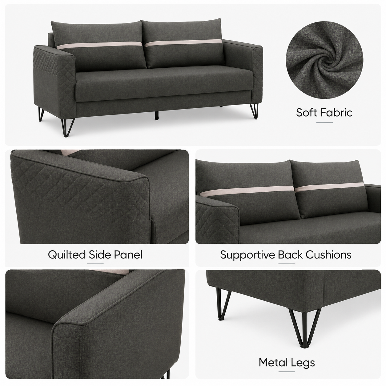 Fuaralux 2037S 3+1+1 Sofa Set with High-Quality PU Leather Upholstery
