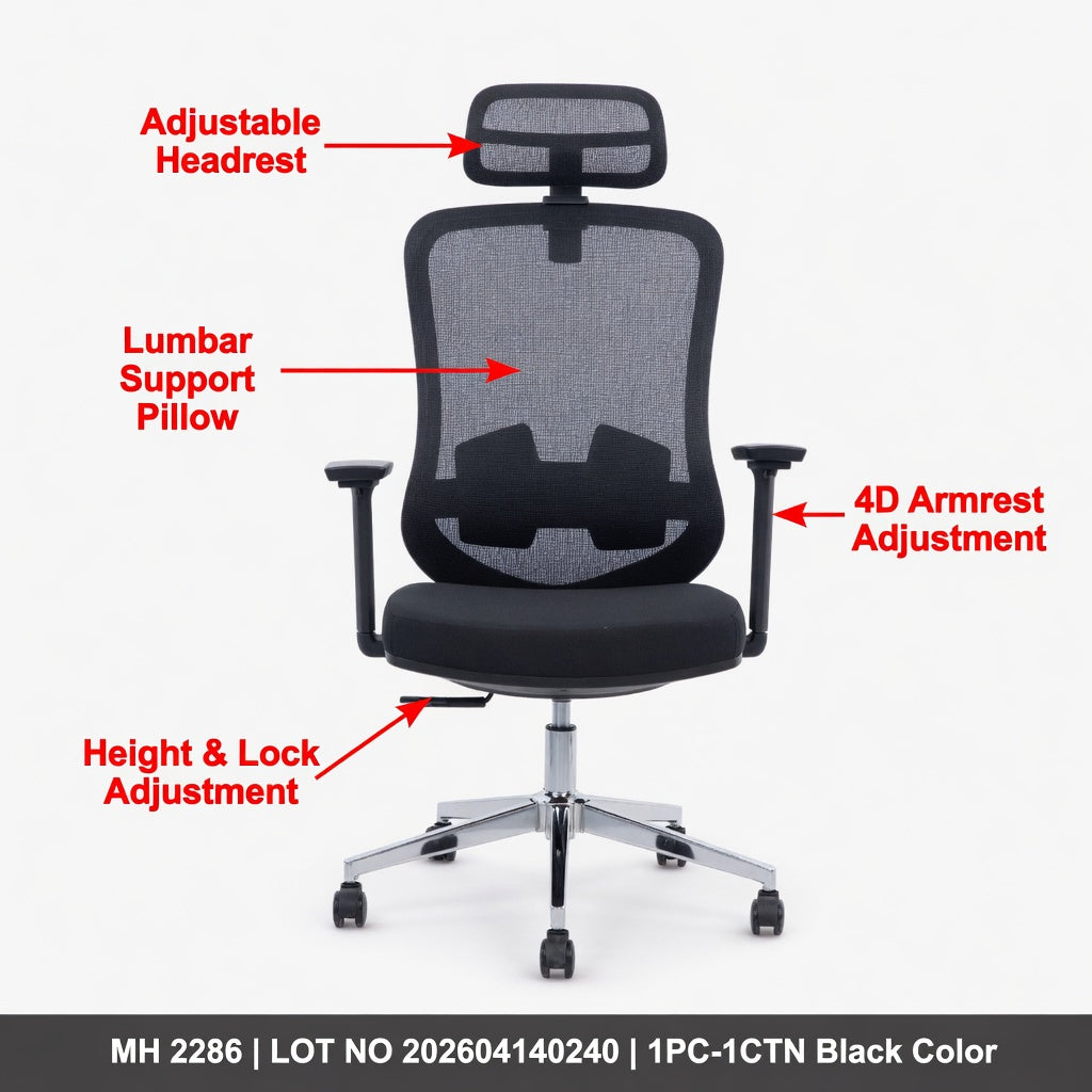 Furalux FR 2286 Ergonomic Mesh Office Chair with Headrest