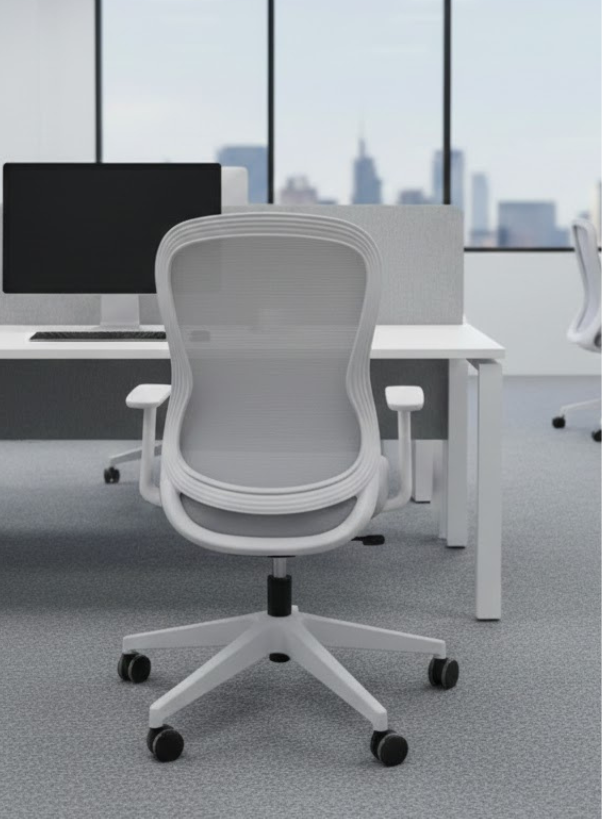 Premium Mesh & Fabric Office Chair – Mid-Back Ergonomic Desk Chair with Adjustable Lumbar Support, Swivel & Rolling Wheels, Breathable Executive Workstation Chair for Home & Office Productivity Furalux Aero Plus