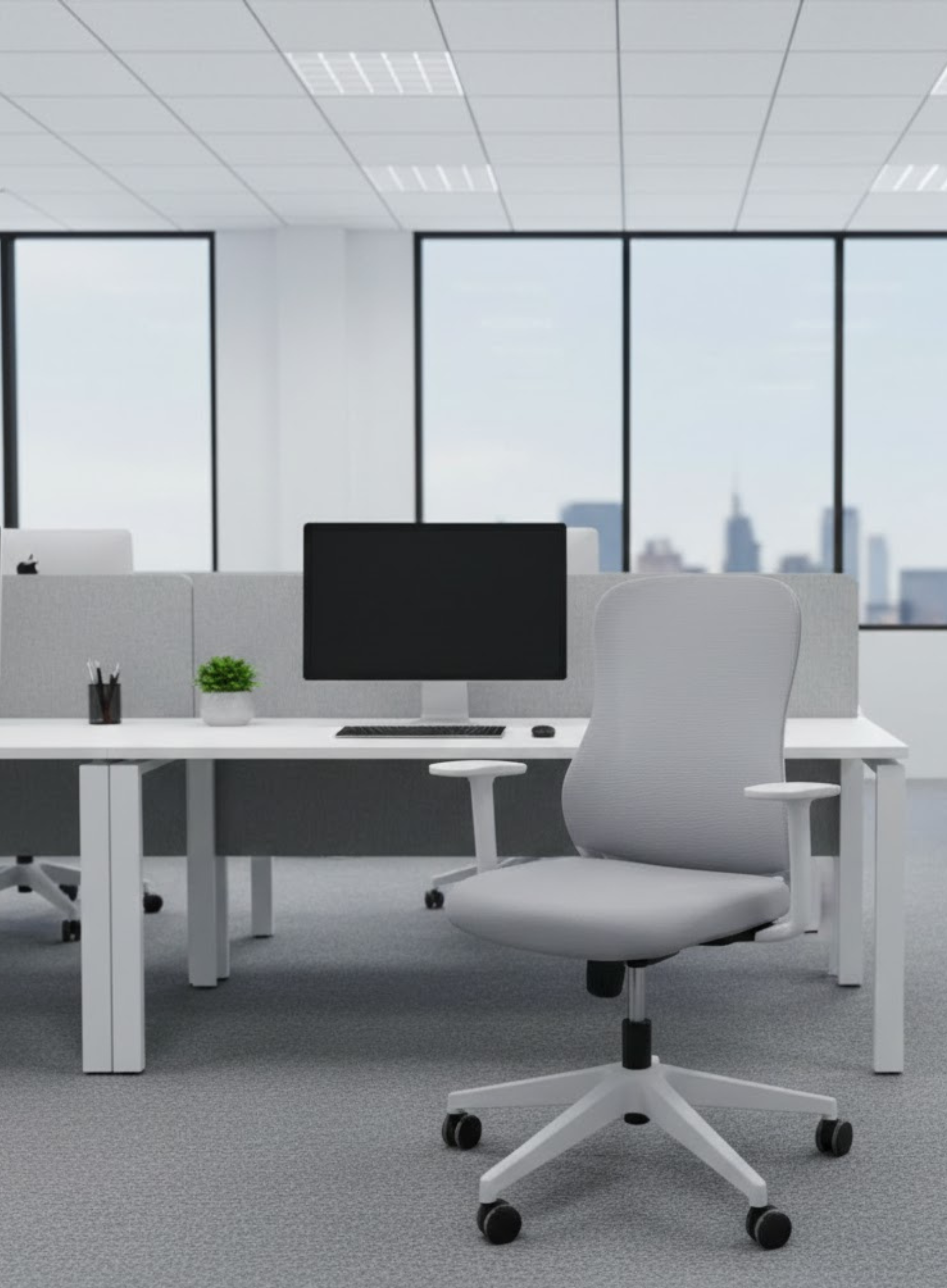 Premium Mesh & Fabric Office Chair – Mid-Back Ergonomic Desk Chair with Adjustable Lumbar Support, Swivel & Rolling Wheels, Breathable Executive Workstation Chair for Home & Office Productivity Furalux Aero Plus