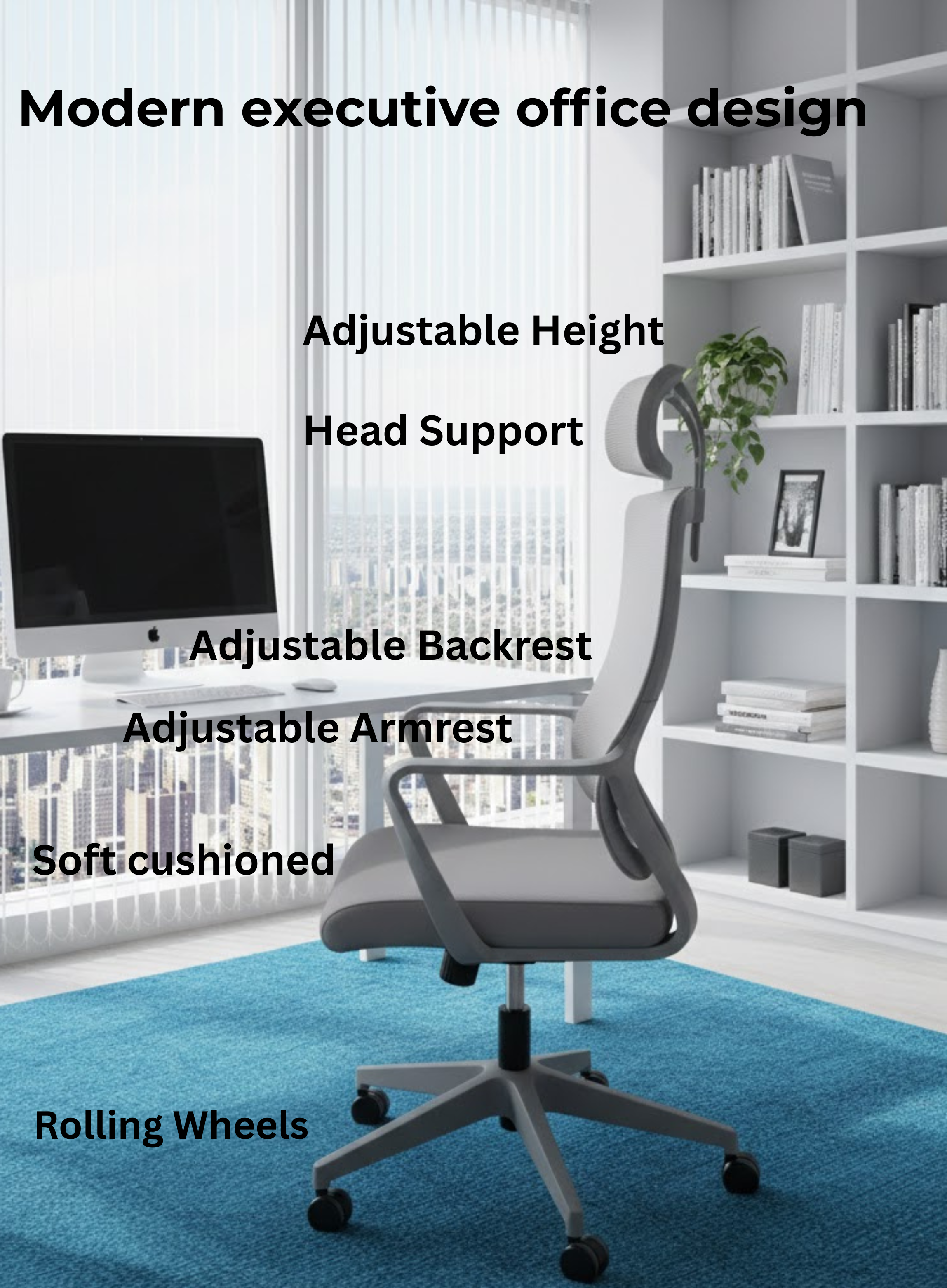 Aero Active Gree Ergonomic Office Chair with Mesh Back Support, Adjustable Features,  Modern Design (Gree)