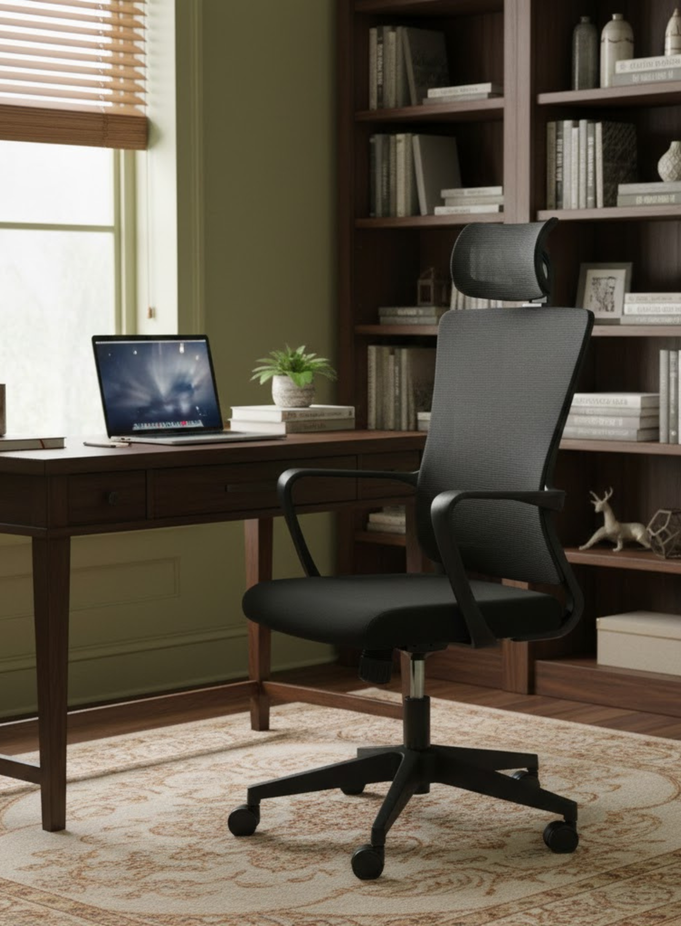 Aero Active Black Ergonomic Office Chair with Mesh Back Support, Adjustable Features,  Modern Design Black