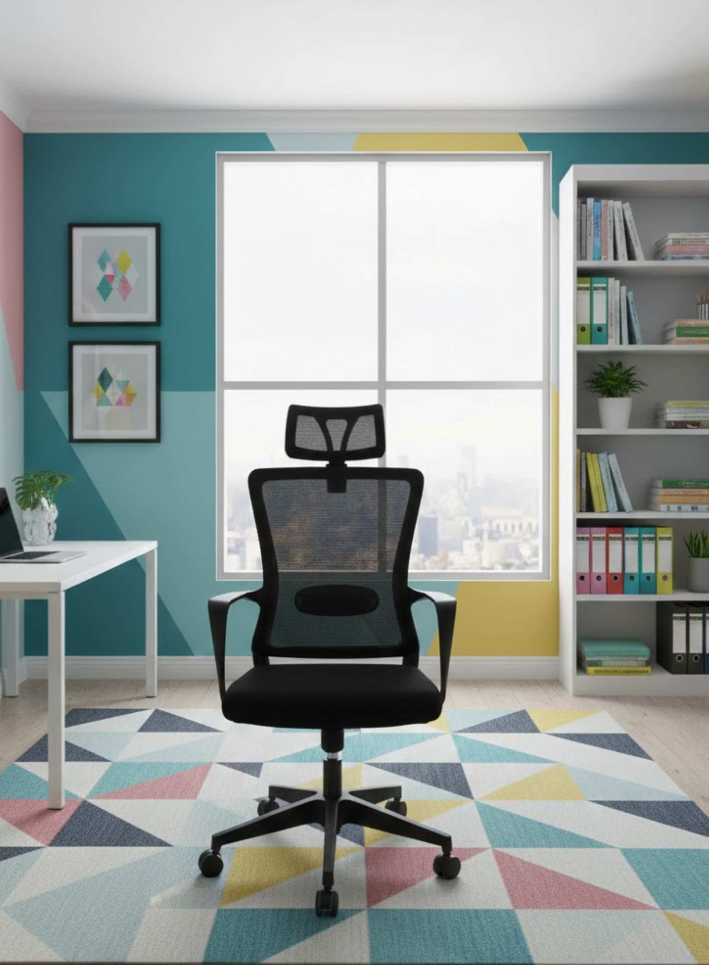 Aero Active Black Ergonomic Office Chair with Mesh Back Support, Adjustable Features,  Modern Design Black
