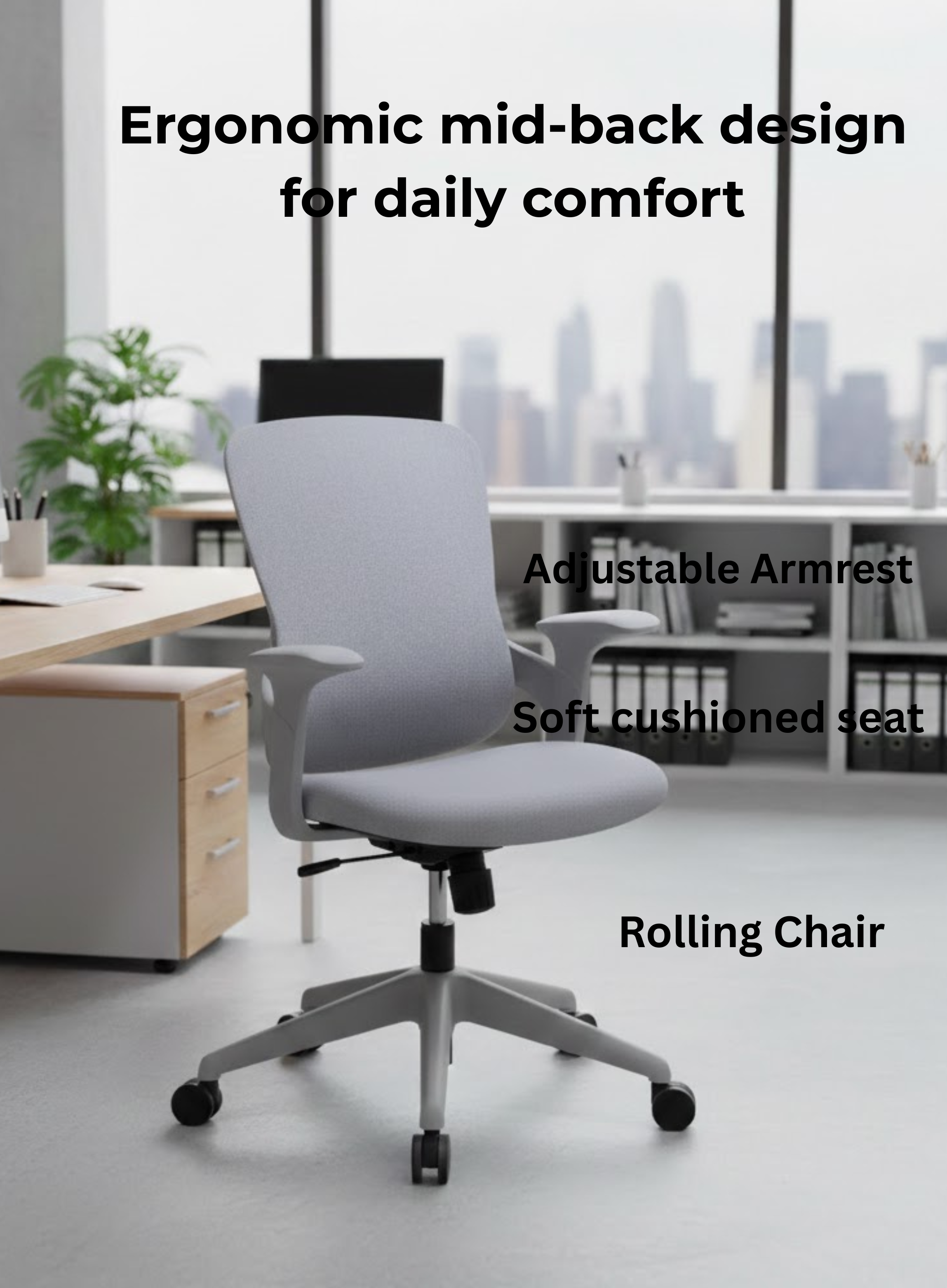 Furalux Aero Executive Ergonomic Home Office Chair with Breathable Mesh – Small Task & Gaming Desk Chair with Flip-Up Armrests, Comfortable Executive Chair for Study, Work, Bedroom, Living Room & Hotel