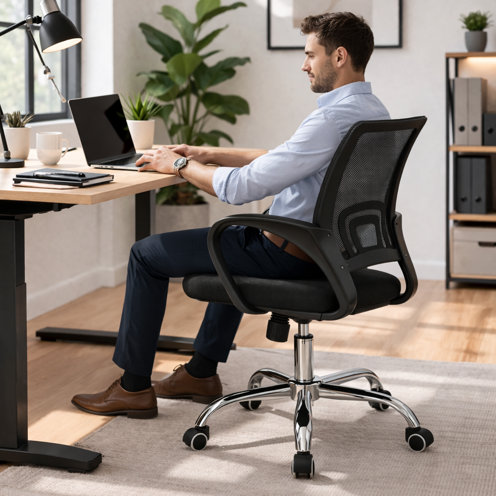 Casto 1041 Ergonomic Mesh Office Chair with Lumbar Support – Black