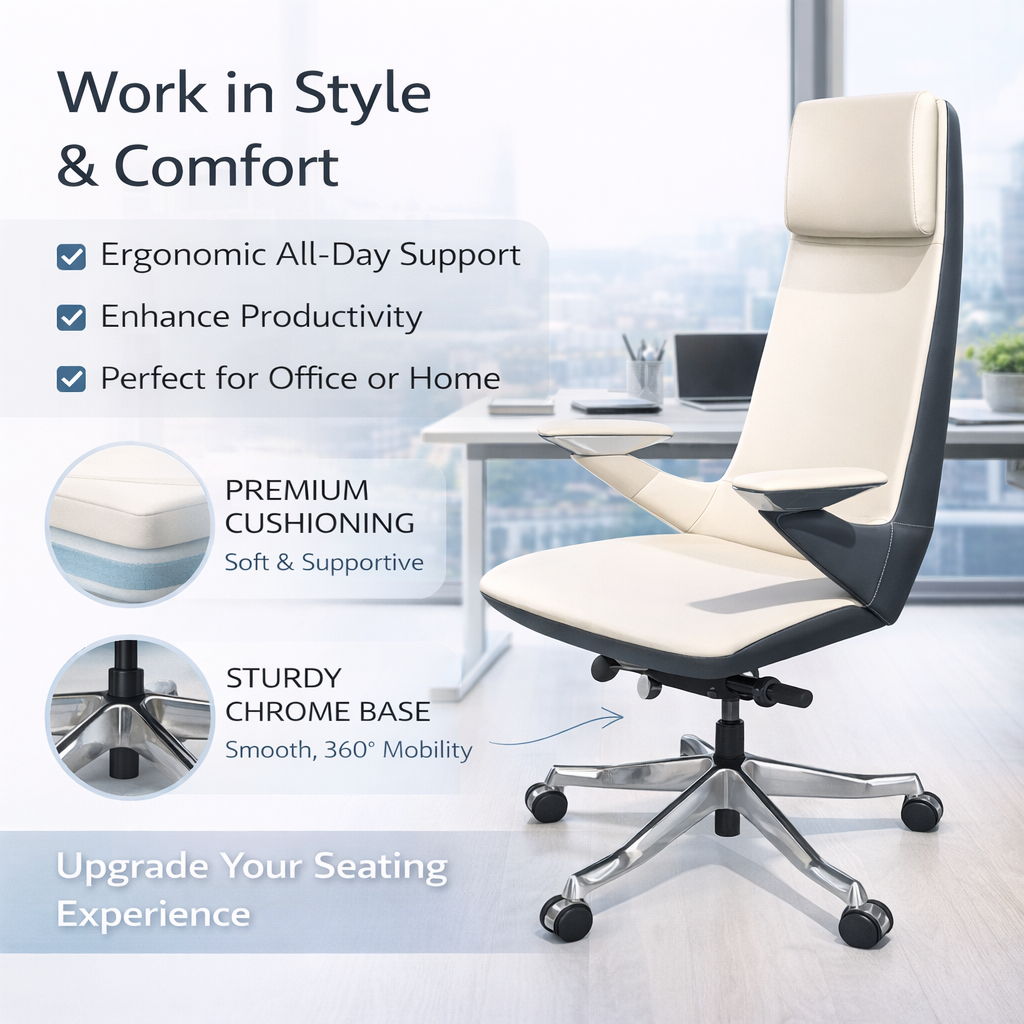 Furalux Solid Beige Executive Ergonomic Office Chair – Model OC‑93C