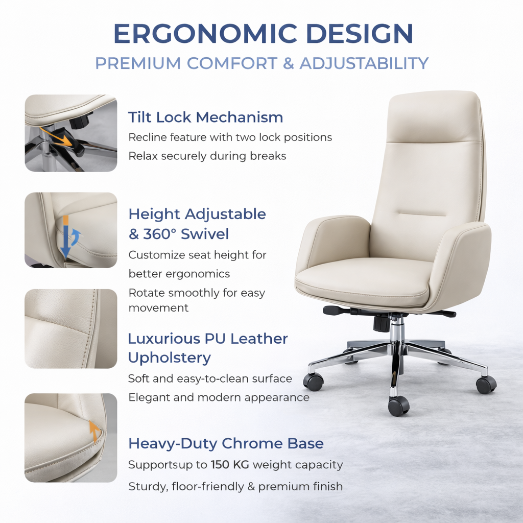 Furalux GA83 Executive Office Chair – PU Leather Ergonomic Chair with Tilt Lock