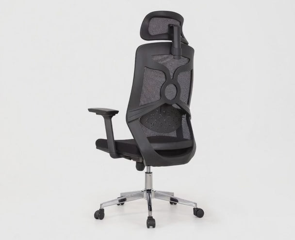 Furalux FR‑2259  Black Ergonomic Mesh Office Chair with Headrest & Lumbar Support